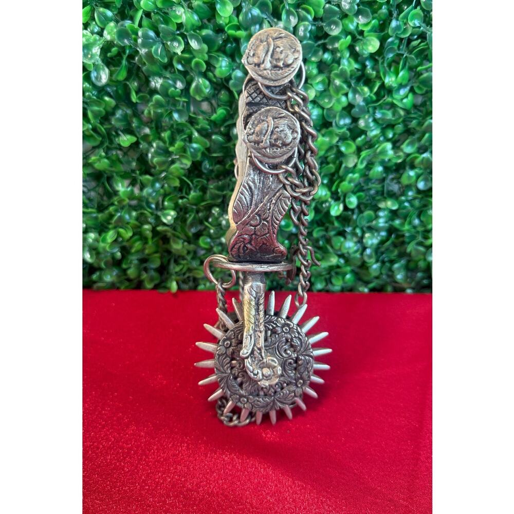 Vintage South American Gaucho Spur Ornate Metalwork Floral Engraved SINGLE